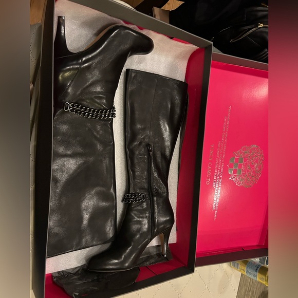 Vince Camuto Vo-Valli Black Leather Knee-High Boots - Picture 6 of 8